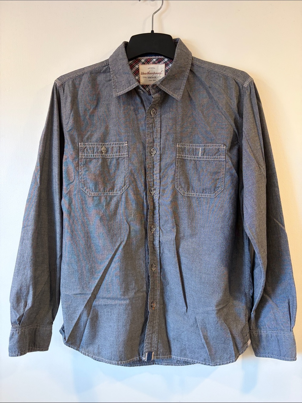 Weatherproof Men's Long-Sleeve Button-Down Shirt - Gray Blue